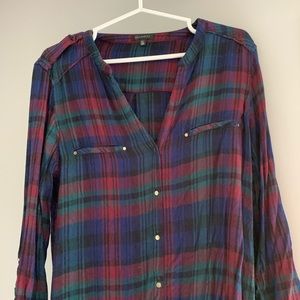 (2for$20) Dynamite Lg Plaid Blouse